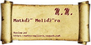 Matkó Melióra névjegykártya
